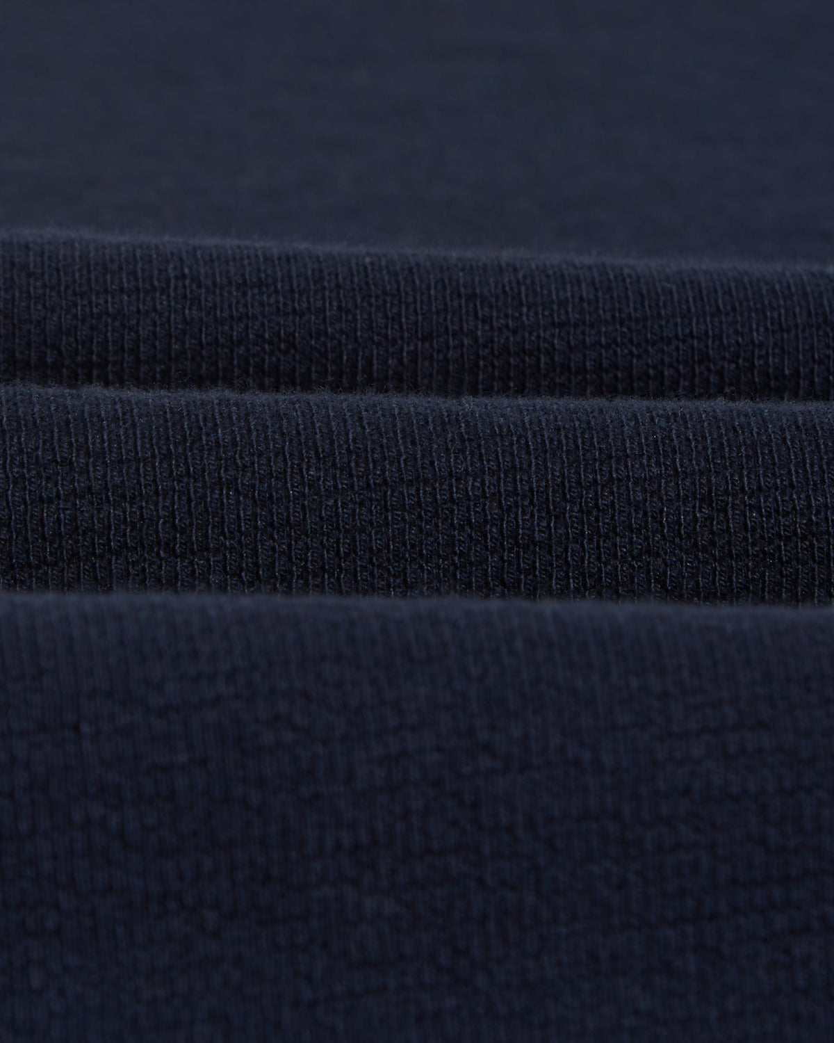 Hayden - Navy Textured Organic Cotton Long Sleeve T-Shirt