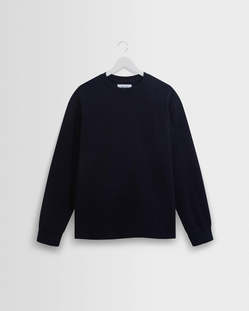 Hayden - Navy Textured Organic Cotton Long Sleeve T-Shirt