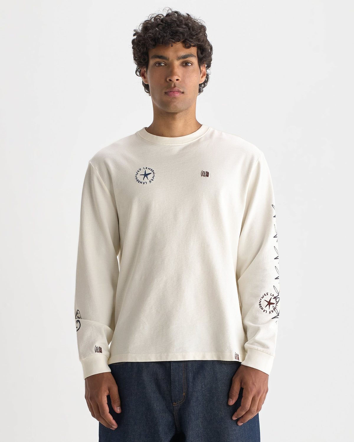 Hayden - White And Multicolour Graphic Cotton Long-Sleeve T-Shirt