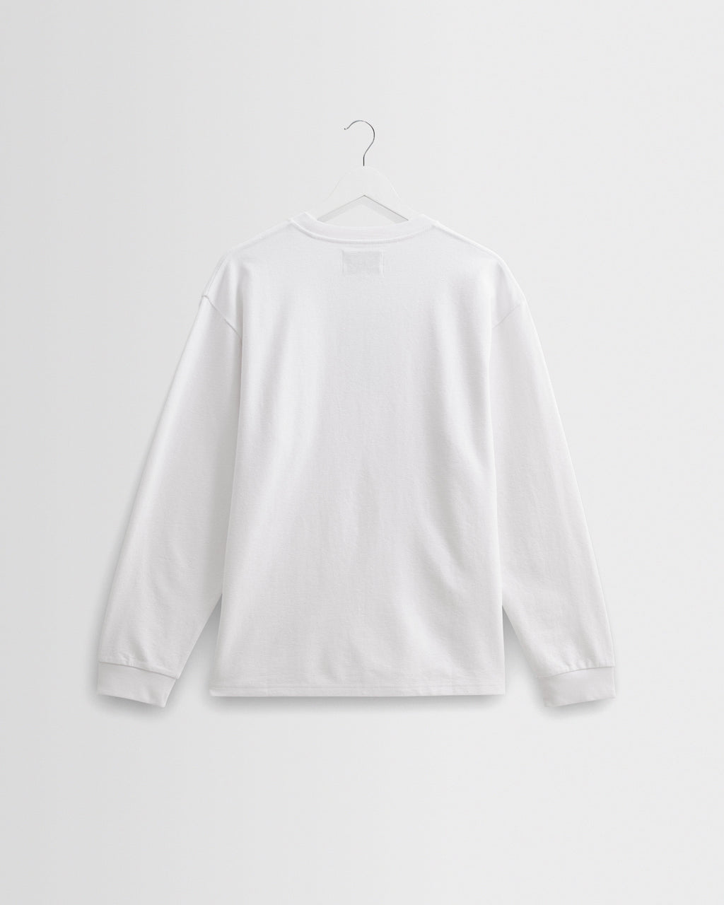 Hayden - White Textured Organic Cotton Long Sleeve T-Shirt