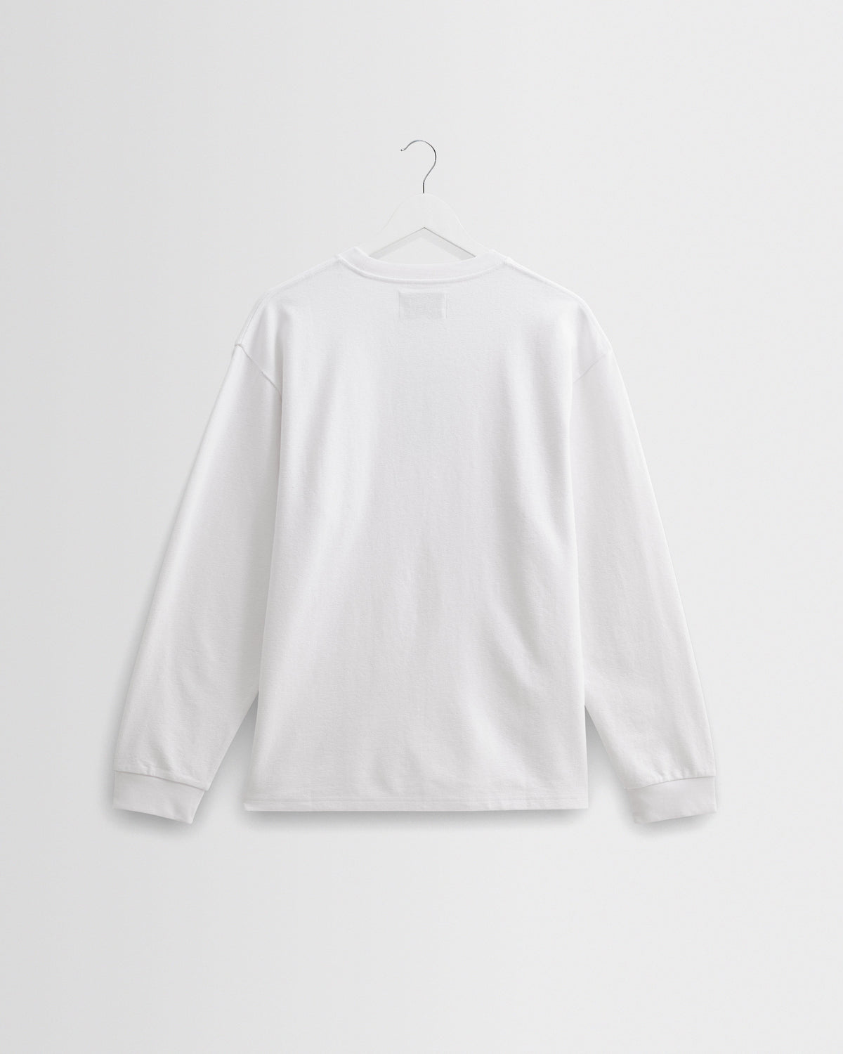 Hayden - White Textured Organic Cotton Long Sleeve T-Shirt