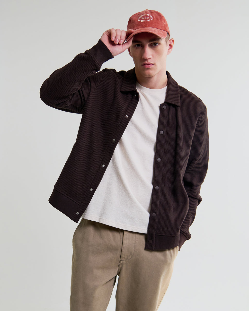 Hays - Dark Brown Structured Waffle Overshirt