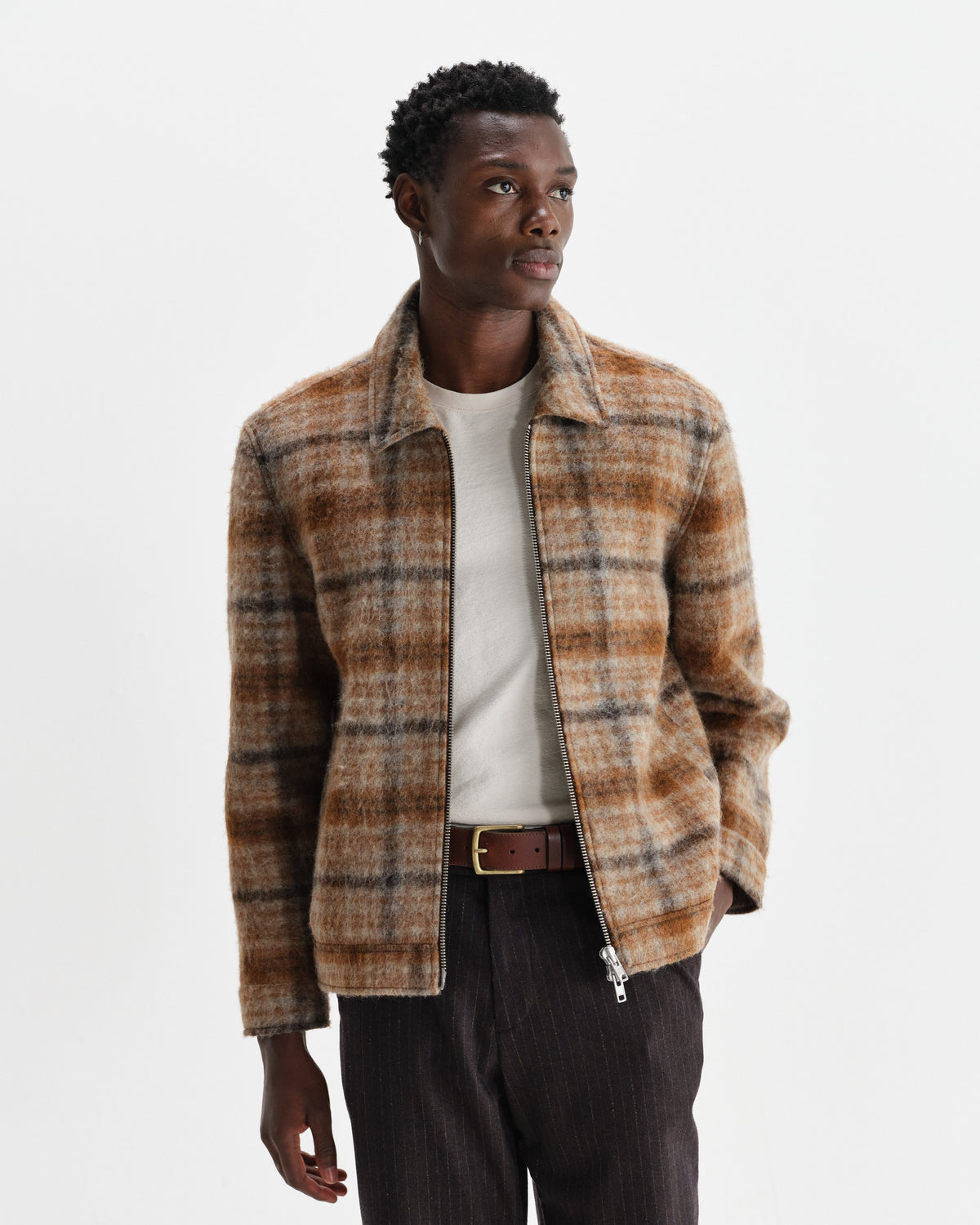 Heath - Natural And Tan Drawn Check Jacket