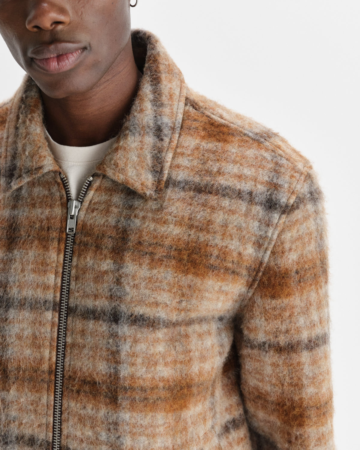 Heath - Natural And Tan Drawn Check Jacket