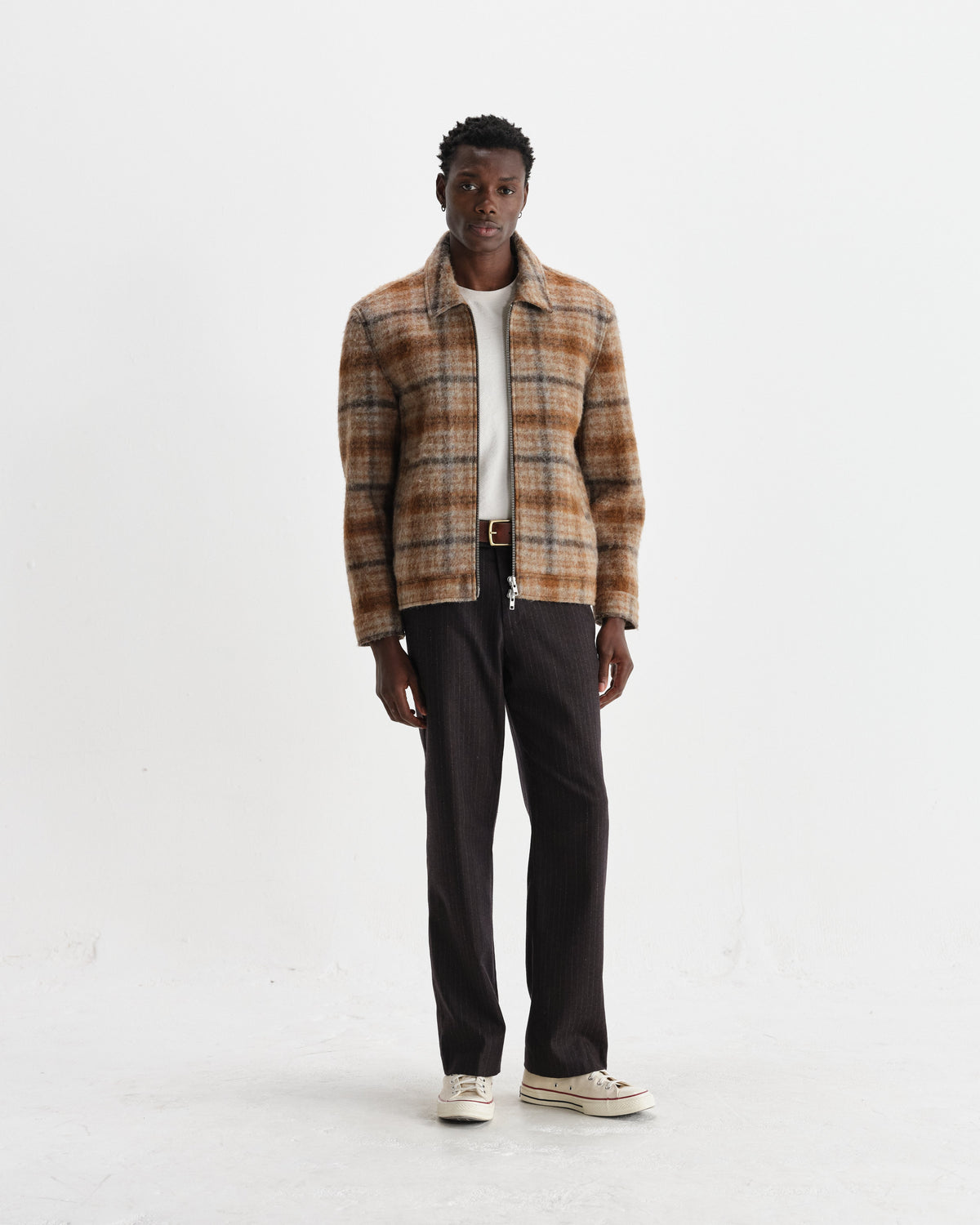 Heath - Natural And Tan Drawn Check Jacket
