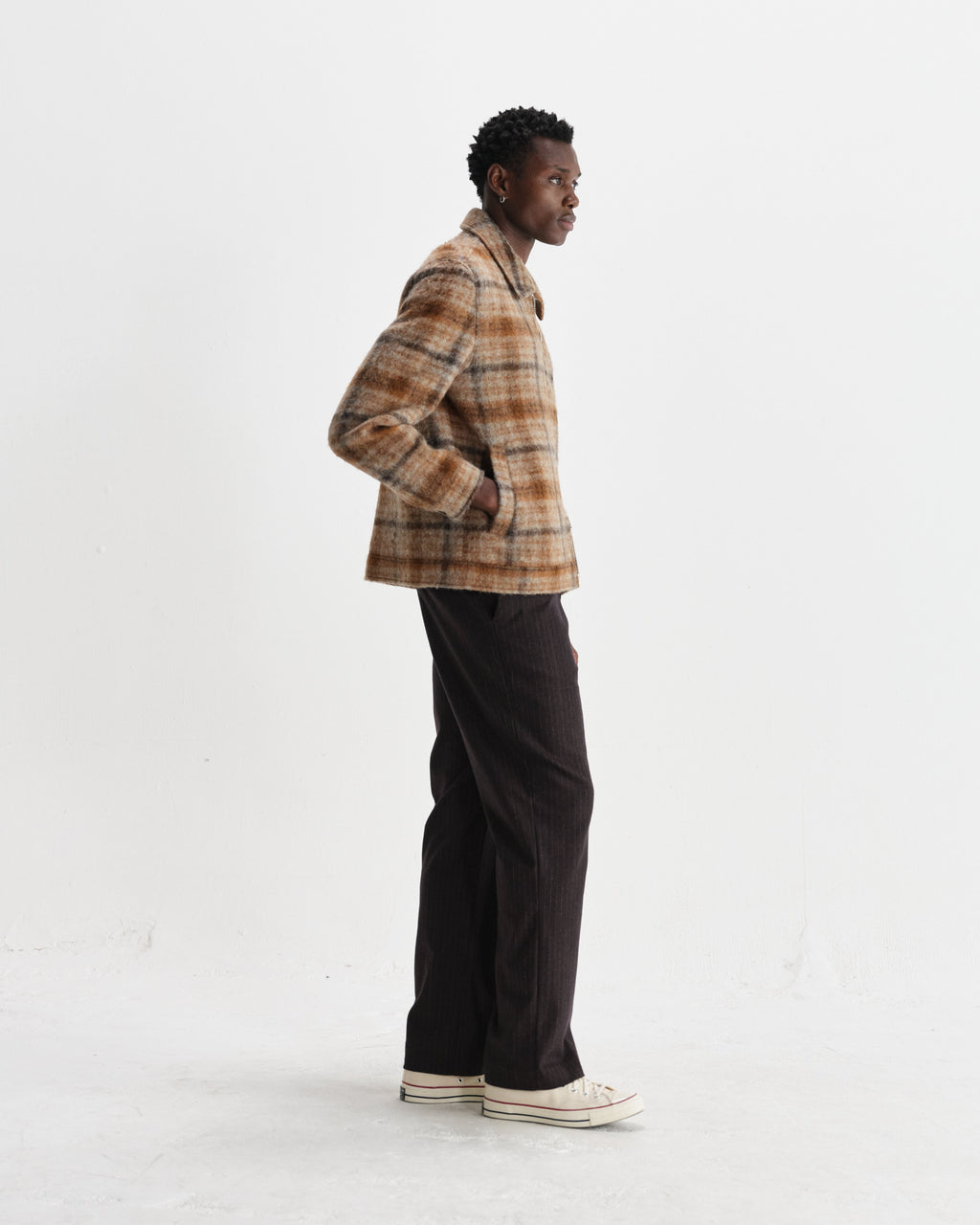 Heath - Natural And Tan Drawn Check Jacket