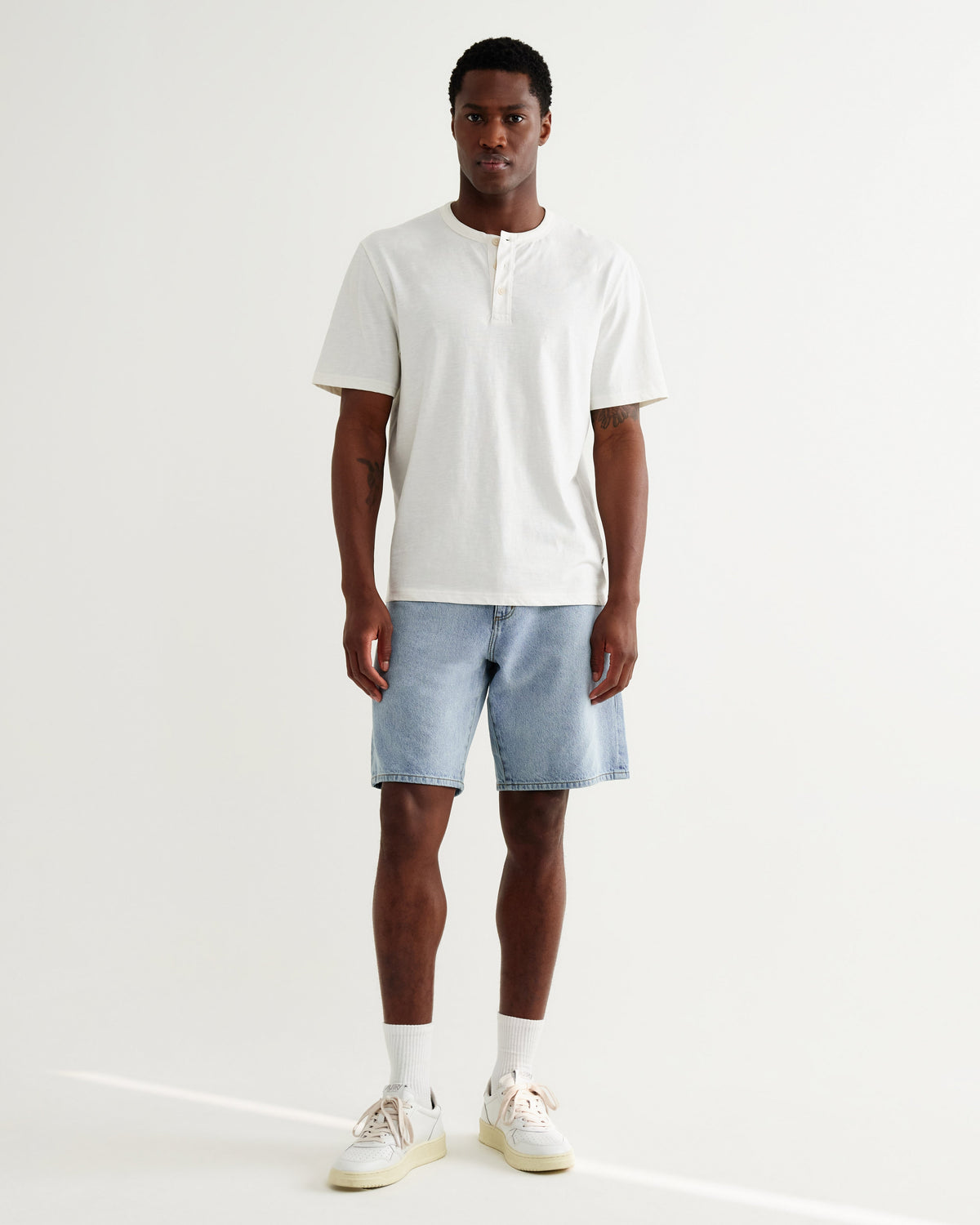 Hill - Off White Slub Organic Cotton Henley T-Shirt