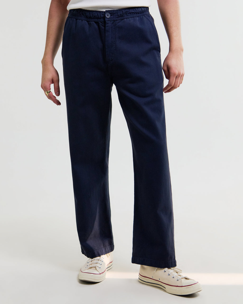 Hyde - Navy Organic Cotton Twill Straight Fit Trousers