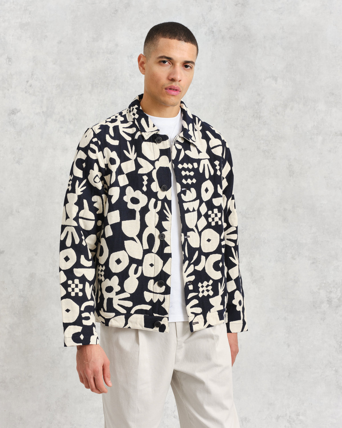 Iggy - Navy And Ecru Spin Jacquard Jacket