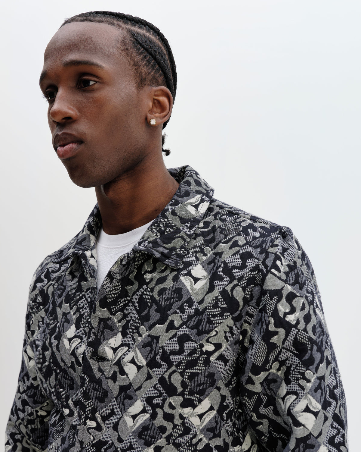 Iggy - Navy And Ecru Tile Jacquard Jacket