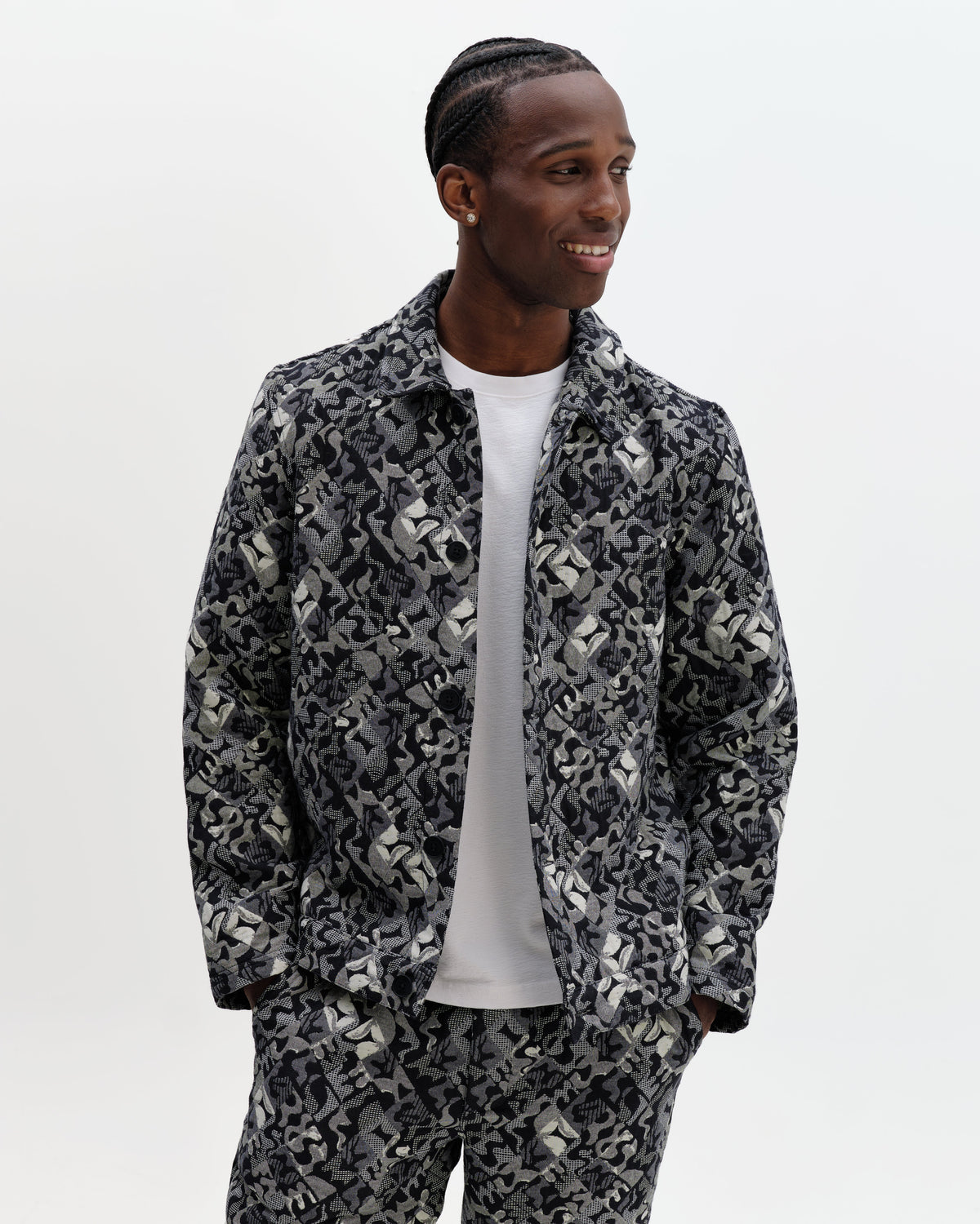 Iggy - Navy And Ecru Tile Jacquard Jacket
