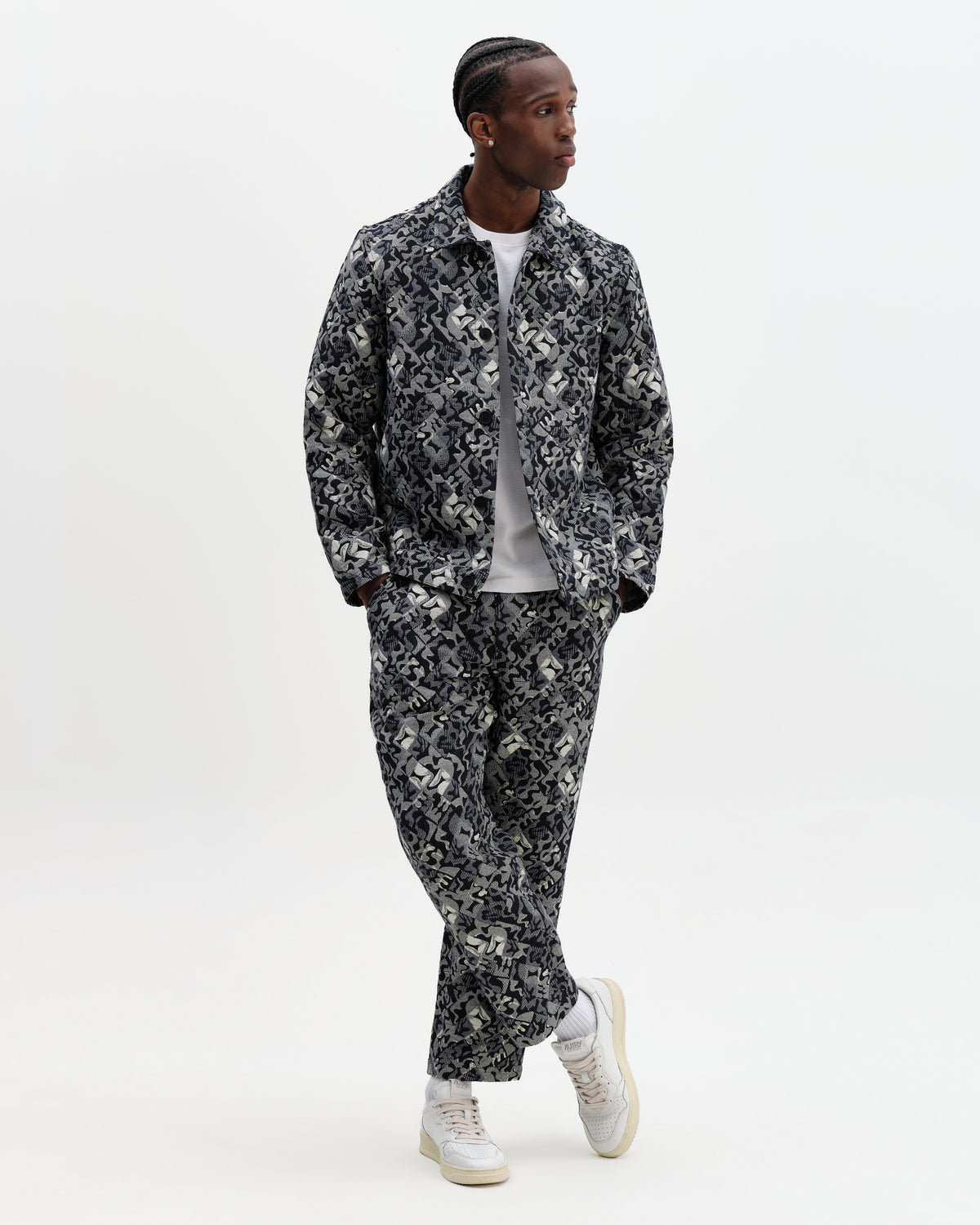 Iggy - Navy And Ecru Tile Jacquard Jacket