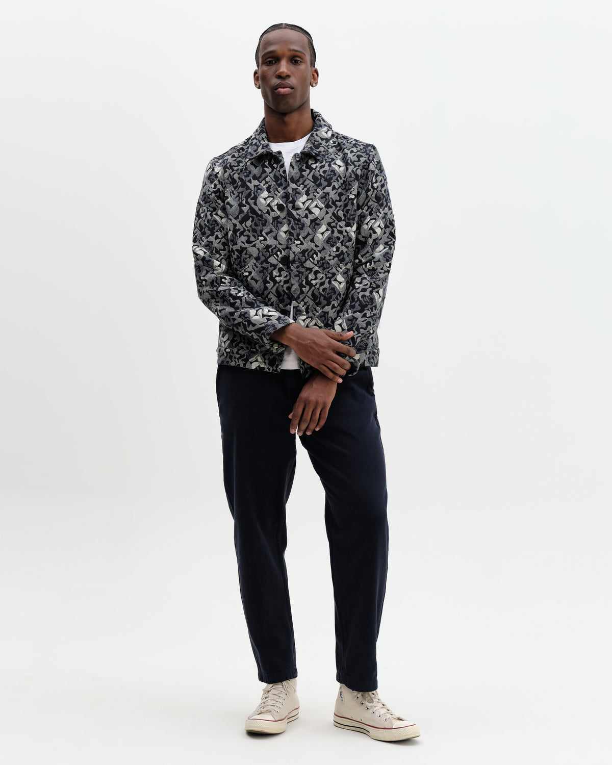 Iggy - Navy And Ecru Tile Jacquard Jacket