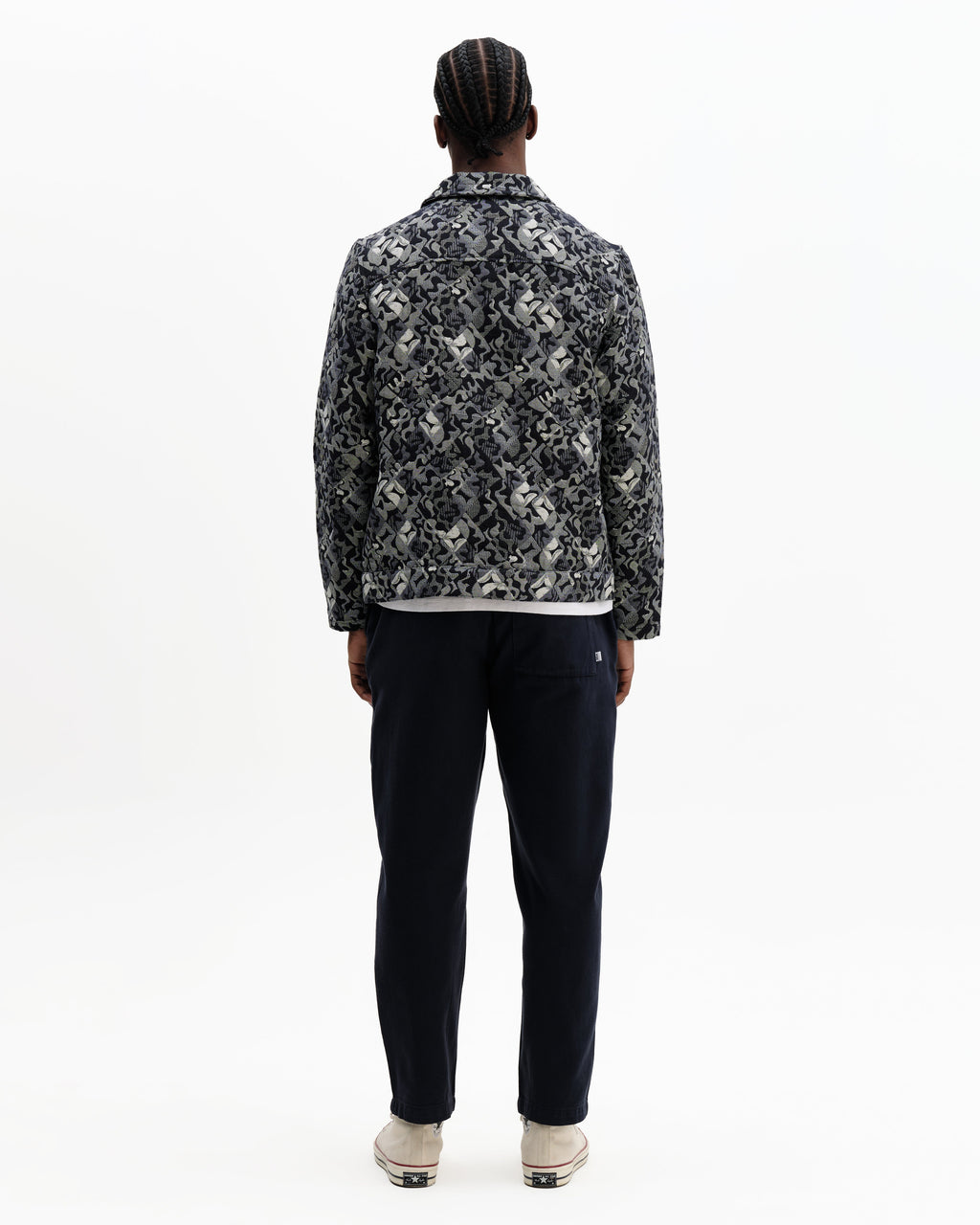Iggy - Navy And Ecru Tile Jacquard Jacket