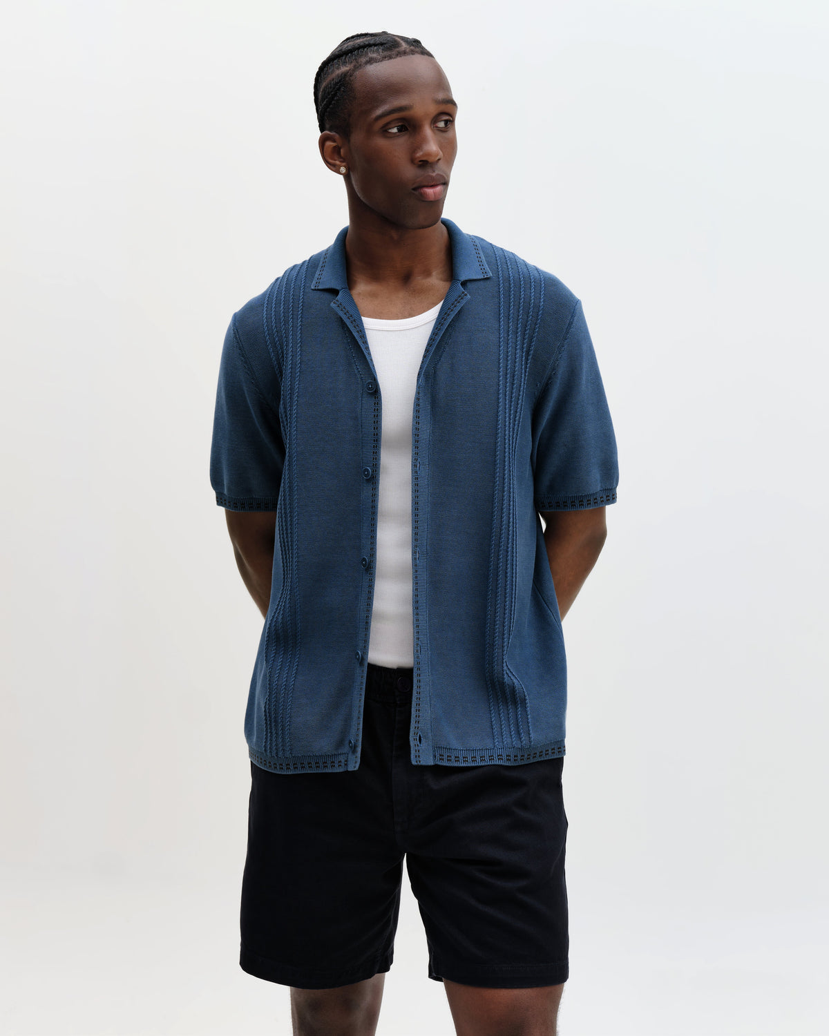 Ivy - Washed Blue Cotton Knitted Shirt