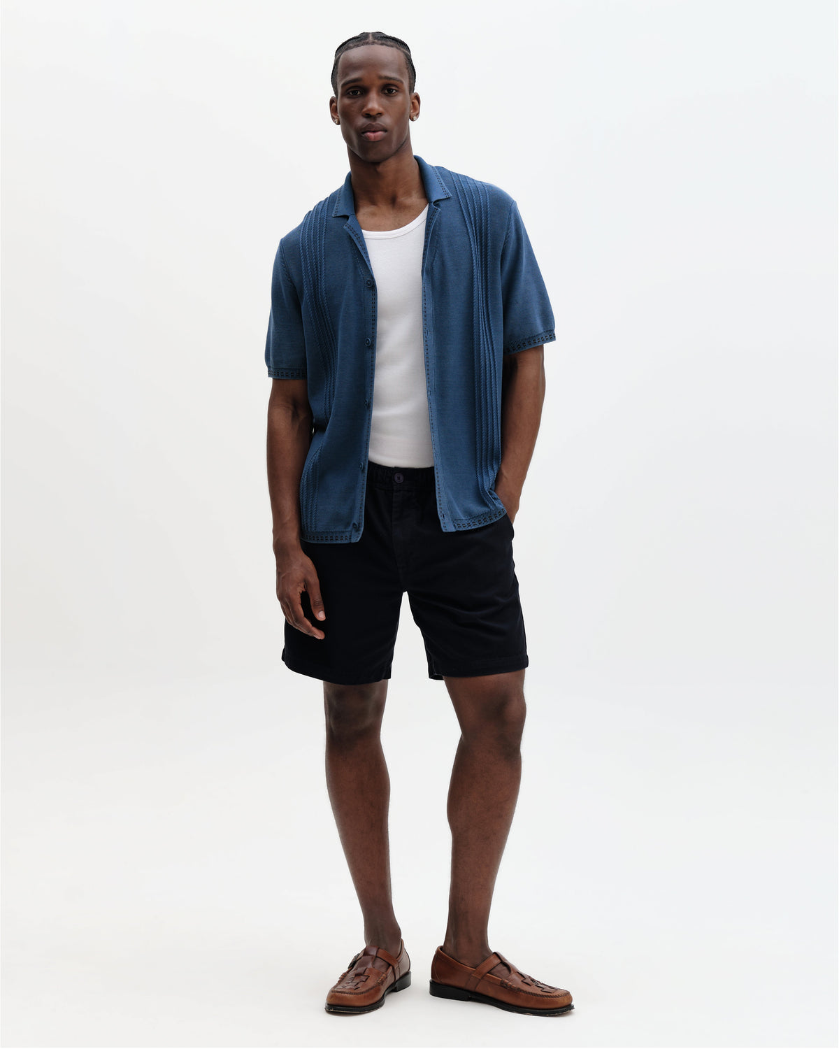 Ivy - Washed Blue Cotton Knitted Shirt
