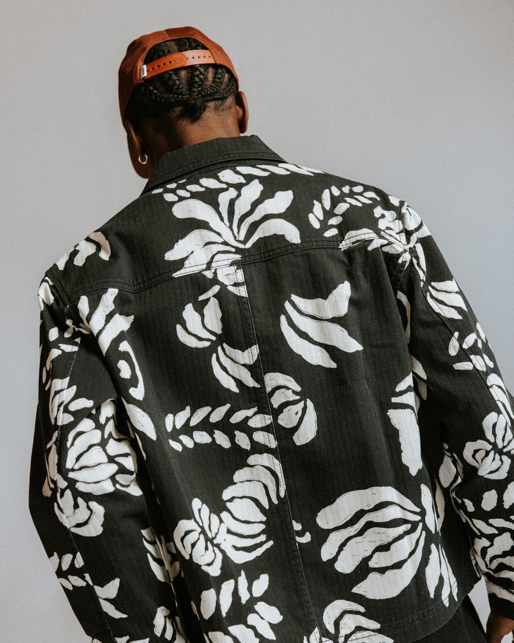 Jay - Black And Ecru Printed Cotton Chore Jacket