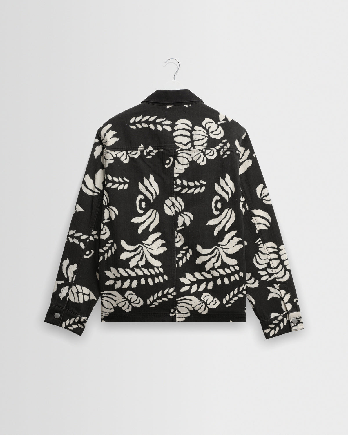 Jay - Black And Ecru Printed Cotton Chore Jacket
