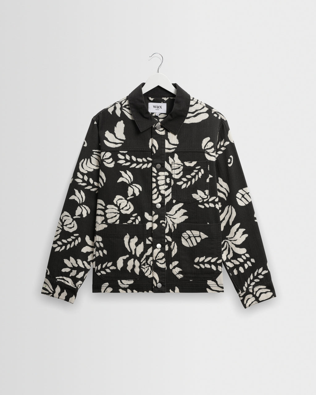 Jay - Black And Ecru Printed Cotton Chore Jacket