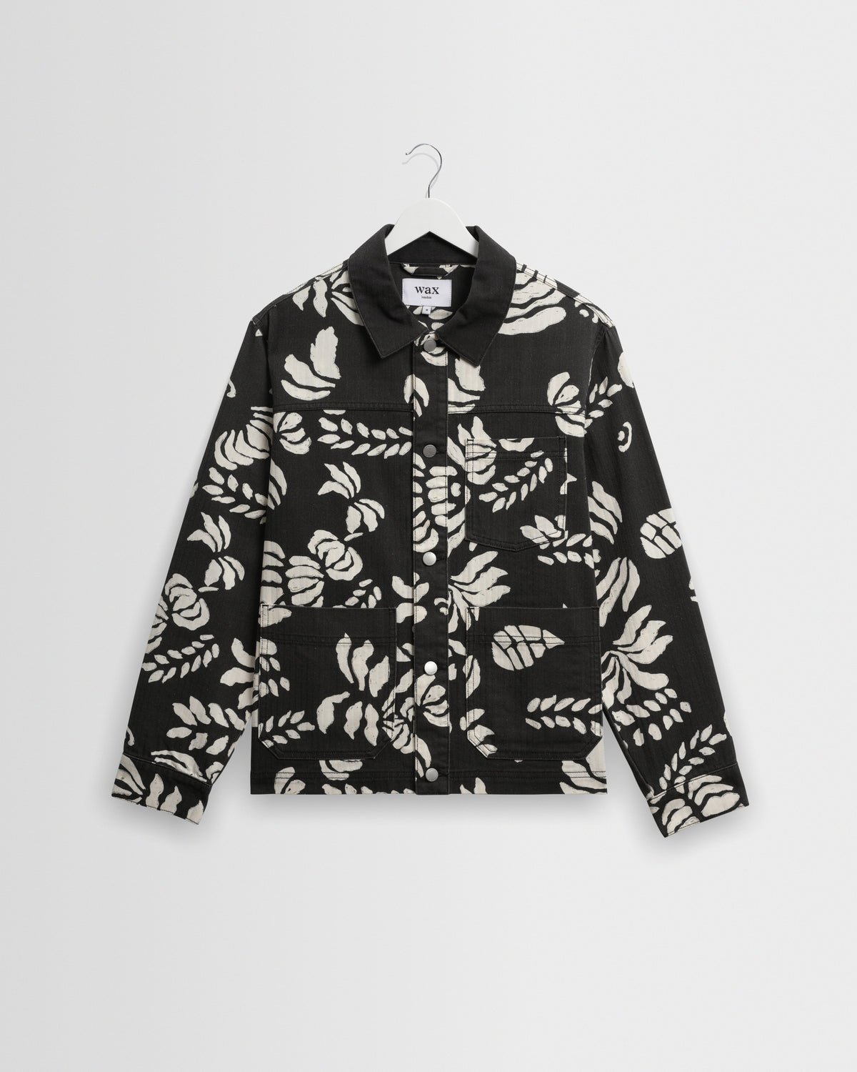Jay - Black And Ecru Printed Cotton Chore Jacket