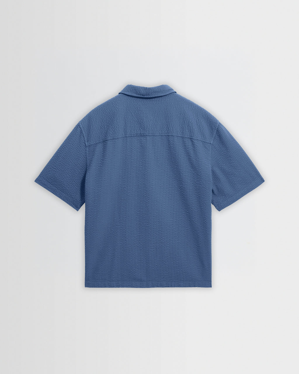 Keats - Blue Cotton Seersucker Short-Sleeve Shirt