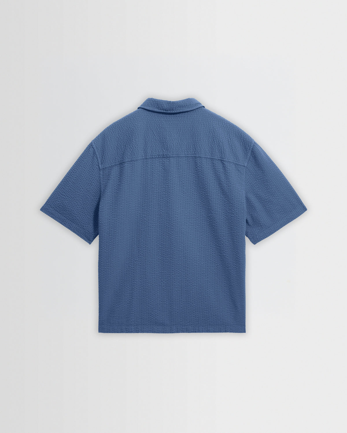 Keats - Blue Cotton Seersucker Short-Sleeve Shirt