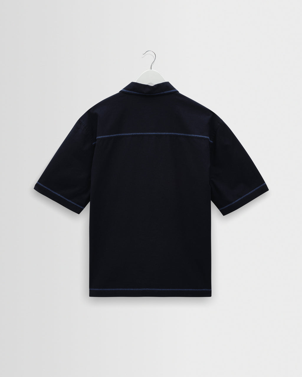 Keats - Navy And Blue Embroidered Short-Sleeve Shirt