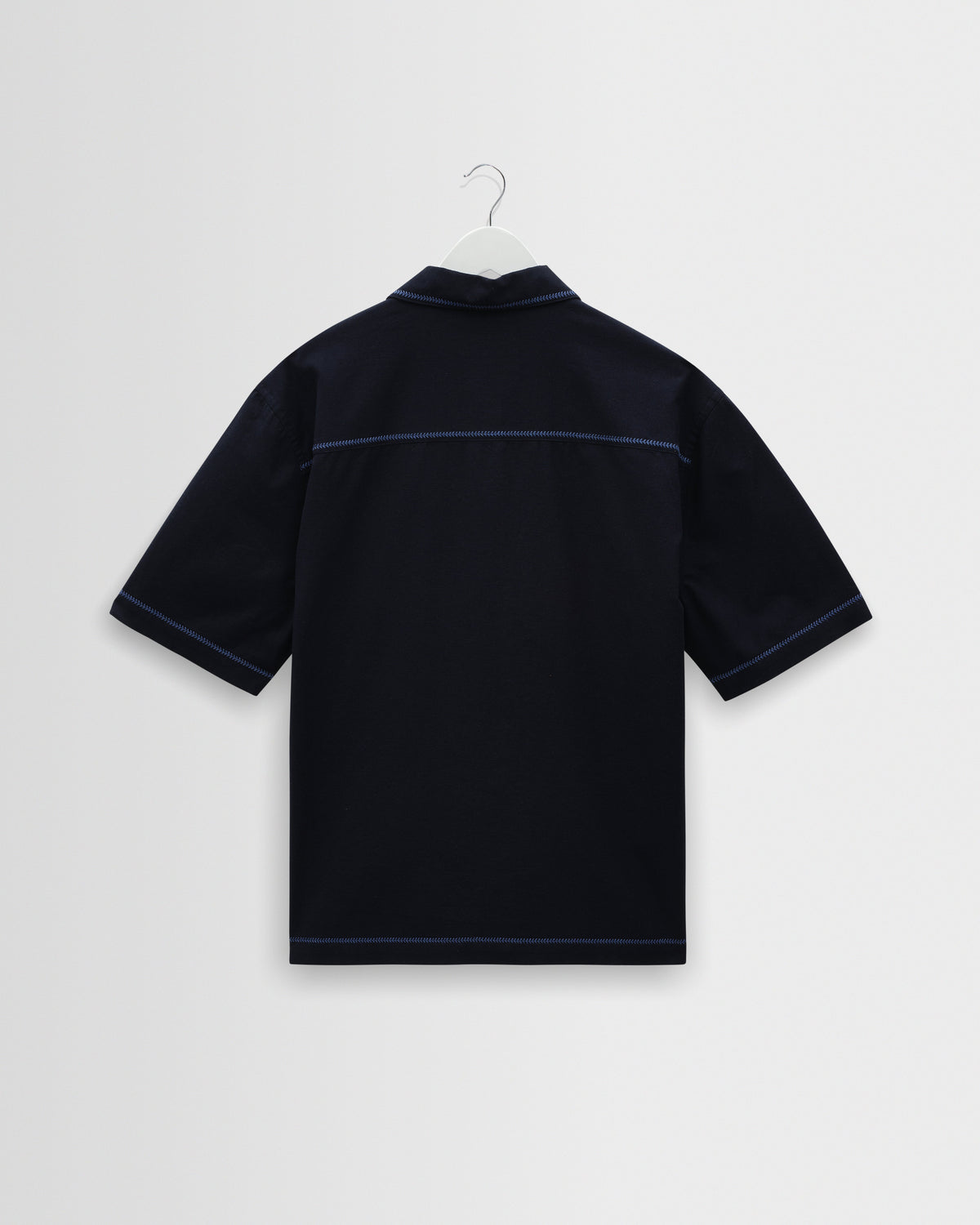Keats - Navy And Blue Embroidered Short-Sleeve Shirt