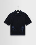 Keats - Navy And Blue Embroidered Short-Sleeve Shirt