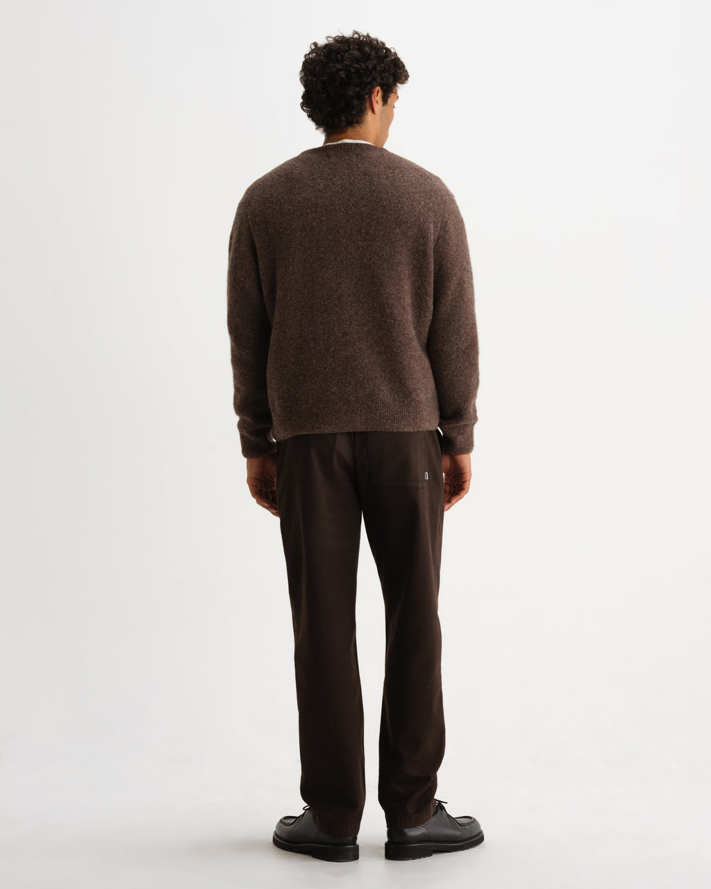 Kemp - Brown Brushed Fluffy V-Neck Jumper
