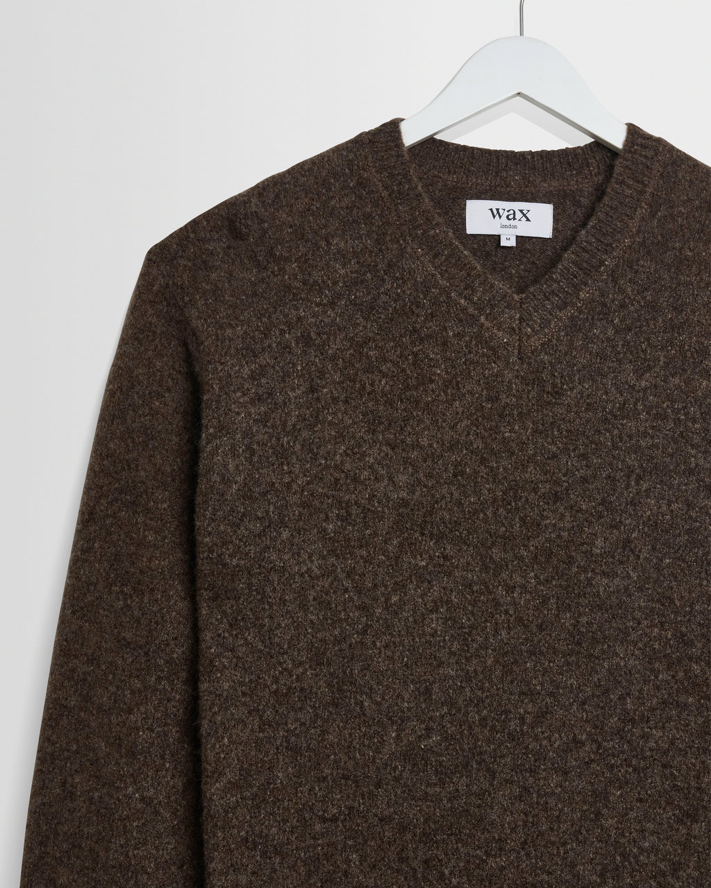 Kemp - Brown Brushed Fluffy V-Neck Jumper