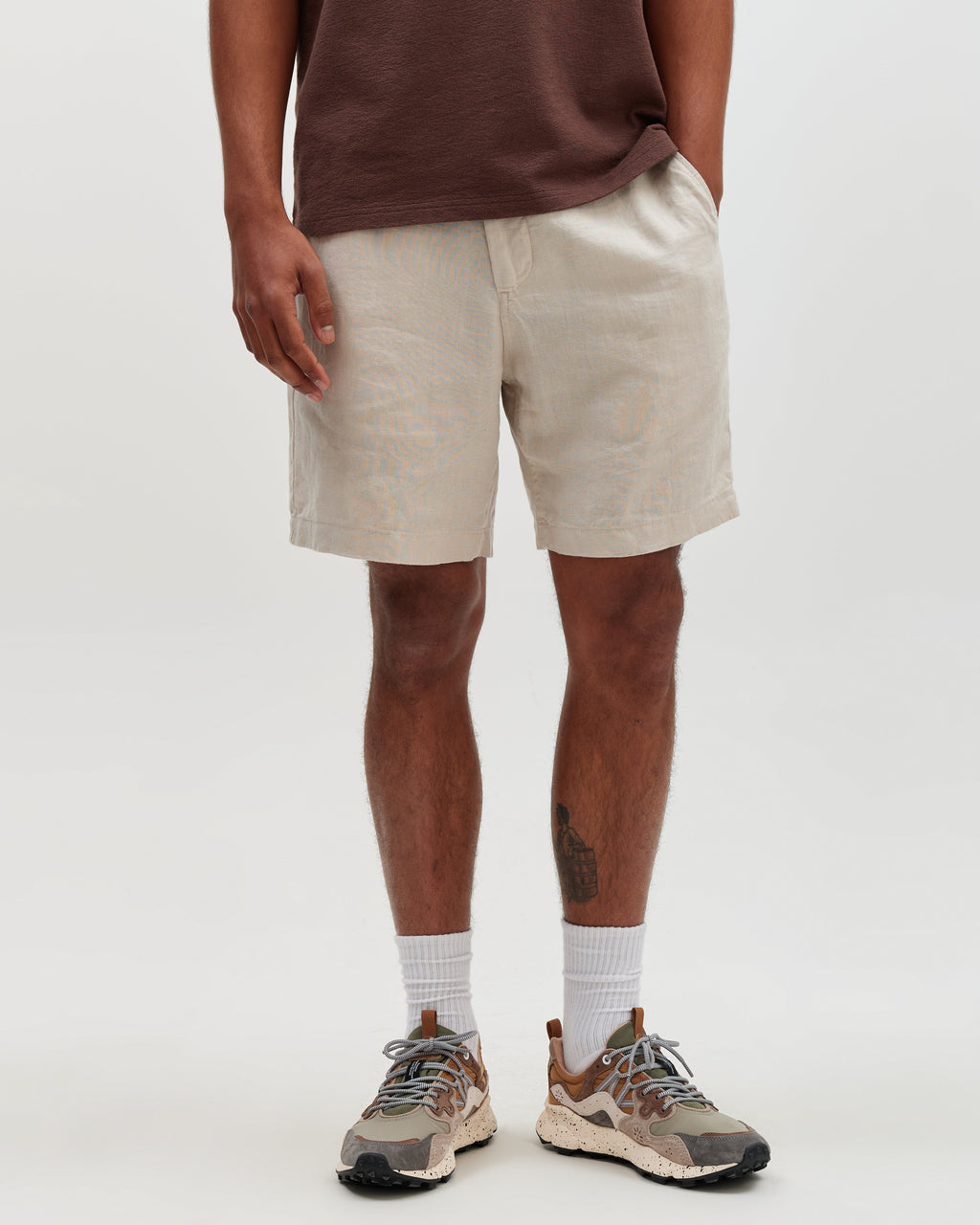 Kurt - Beige Washed Linen Shorts