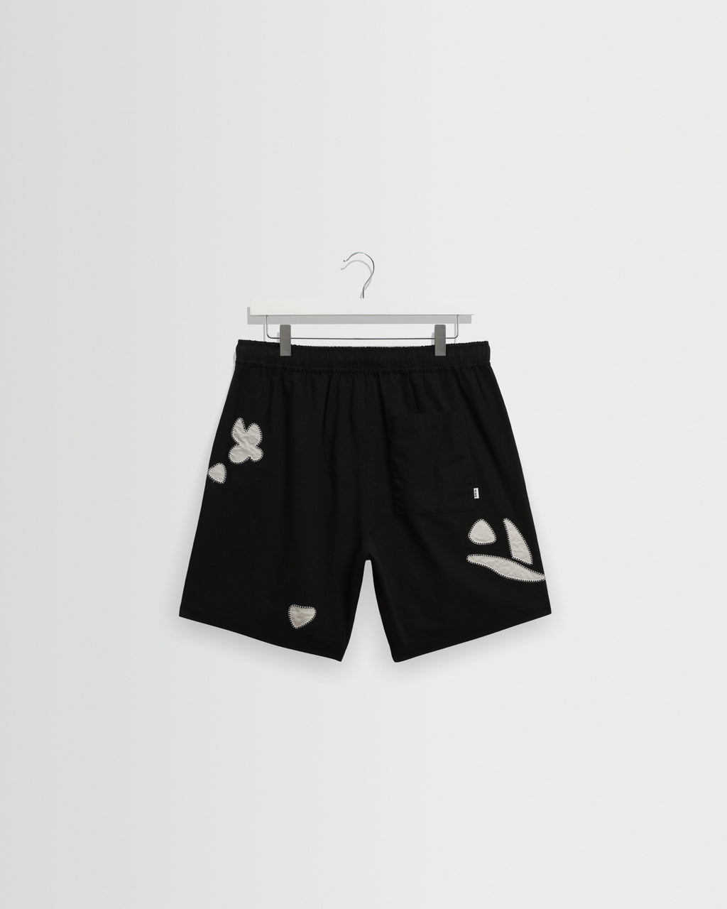 Kurt - Black And Beige Abstract Applique Shorts
