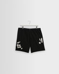 Kurt - Black And Beige Abstract Applique Shorts