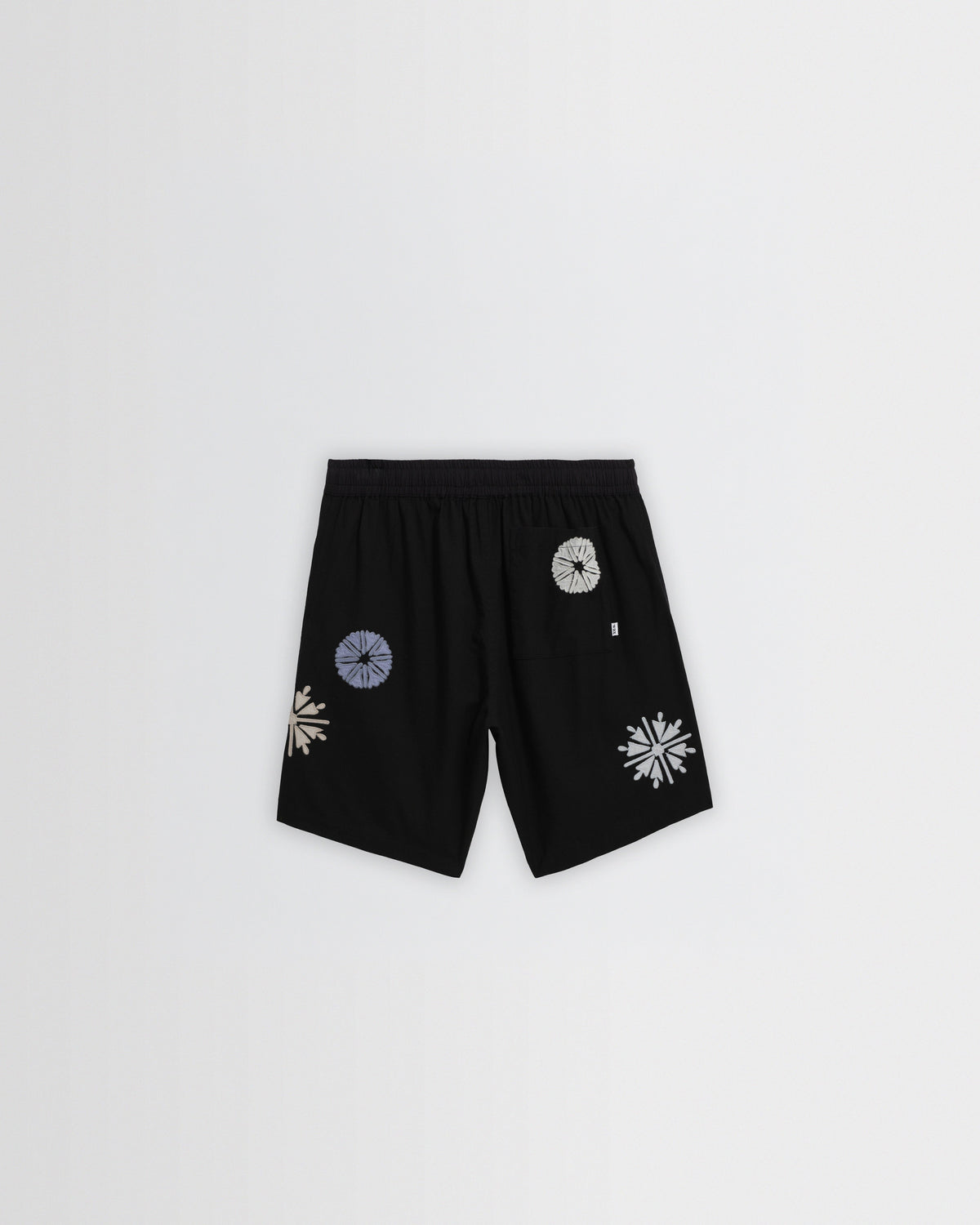 Kurt - Black Round Applique Cotton Shorts