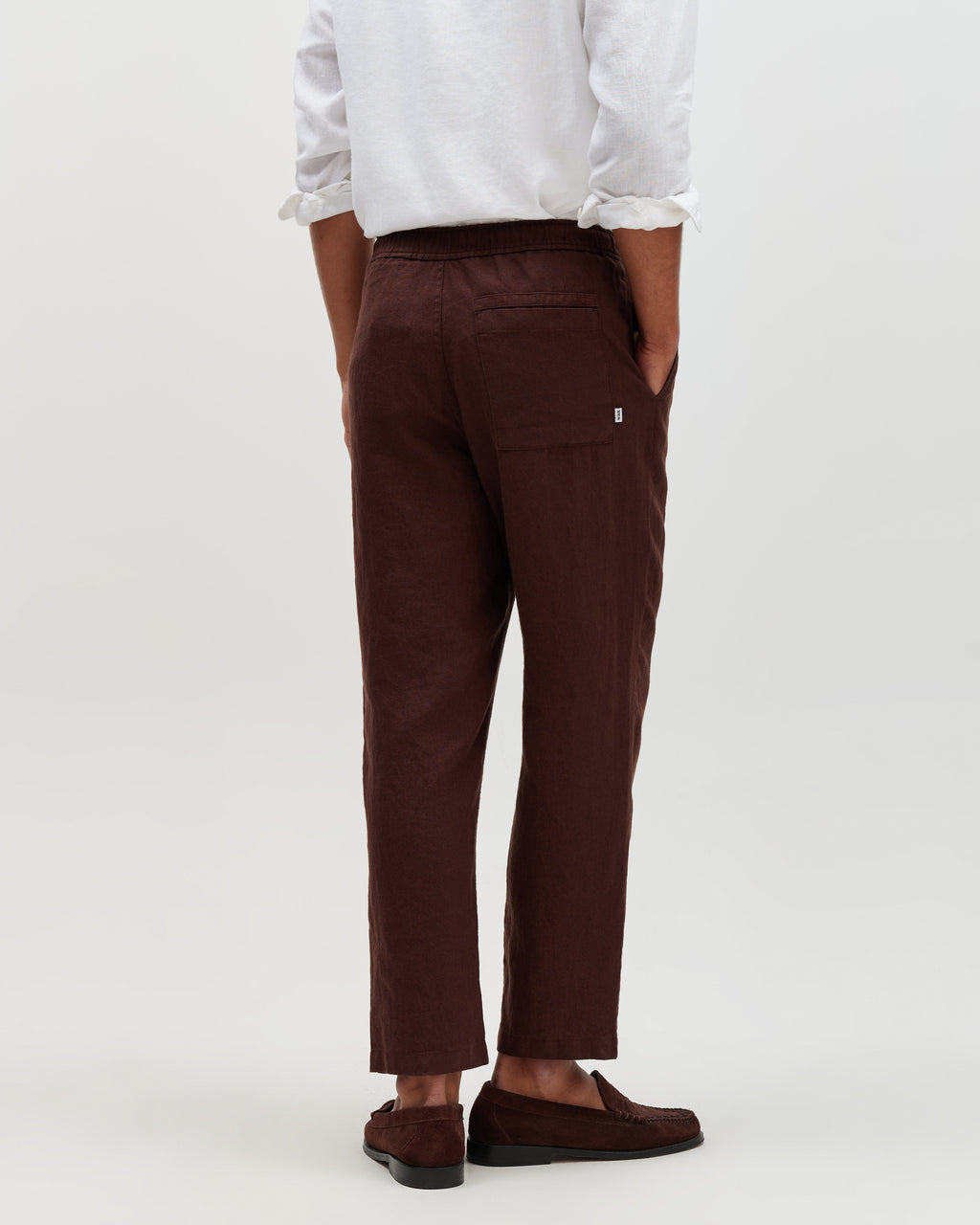 Kurt - Brown Washed Linen Relaxed Fit Trousers