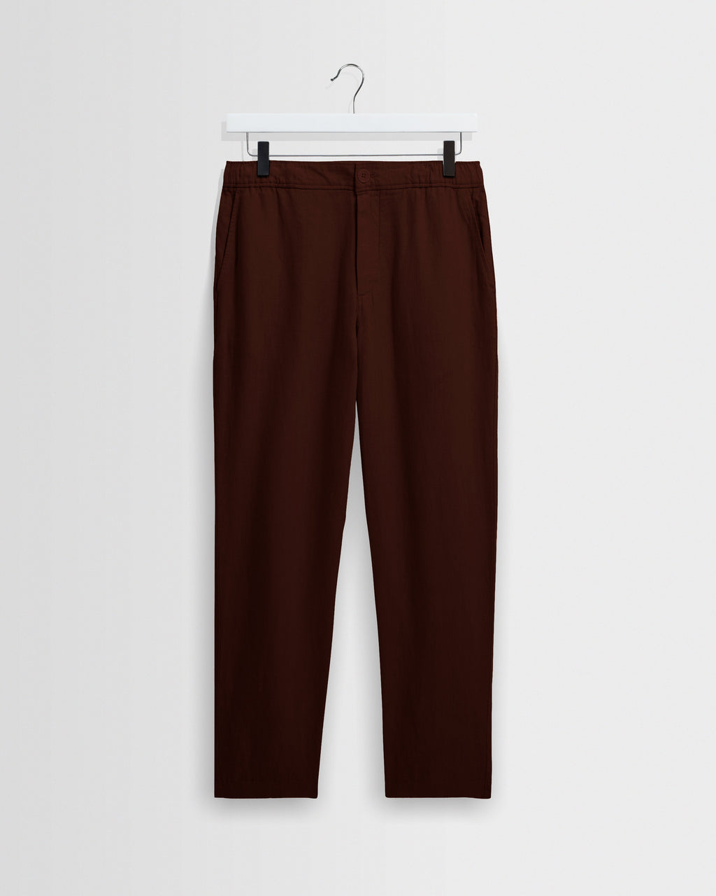 Kurt - Brown Washed Linen Relaxed Fit Trousers
