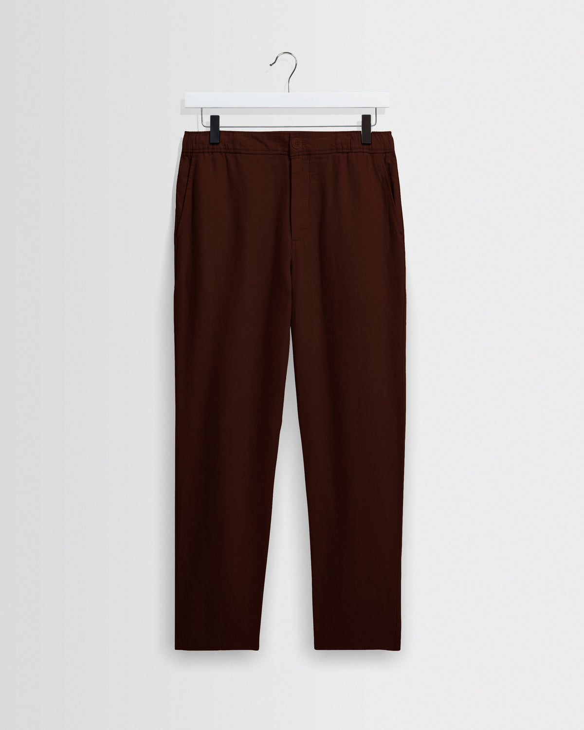 Kurt - Brown Washed Linen Relaxed Fit Trousers