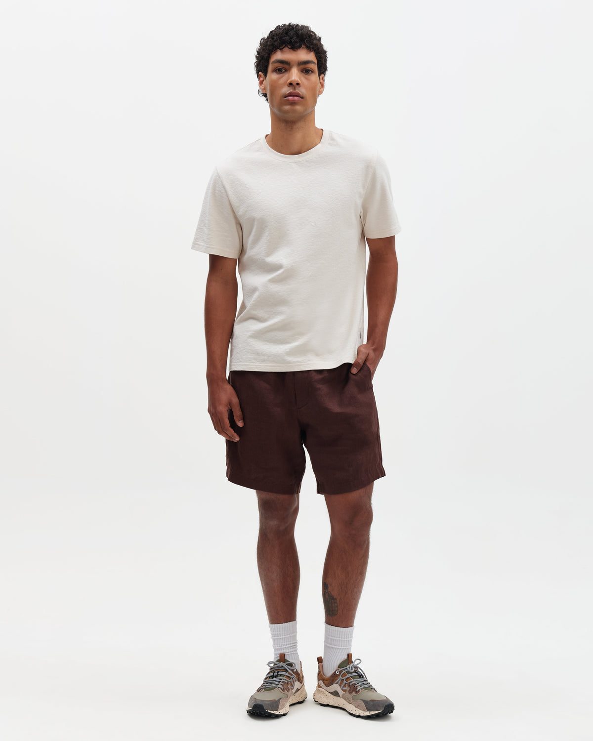 Kurt - Brown Washed Linen Shorts