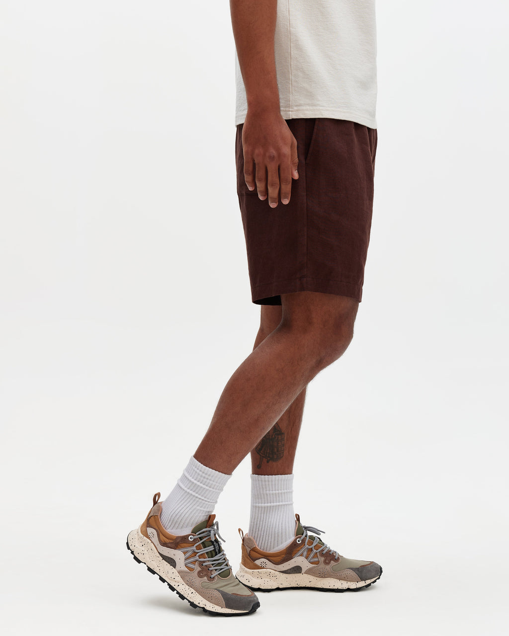 Kurt - Brown Washed Linen Shorts
