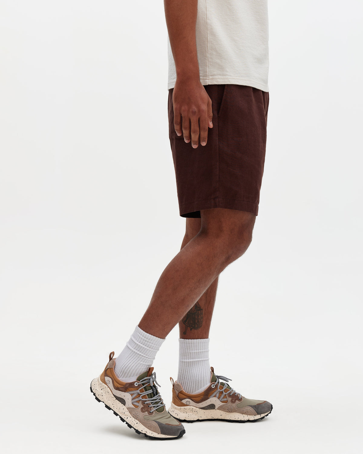 Kurt - Brown Washed Linen Shorts