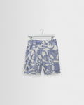 Kurt - Ecru And Blue Geometric Embroidered Shorts