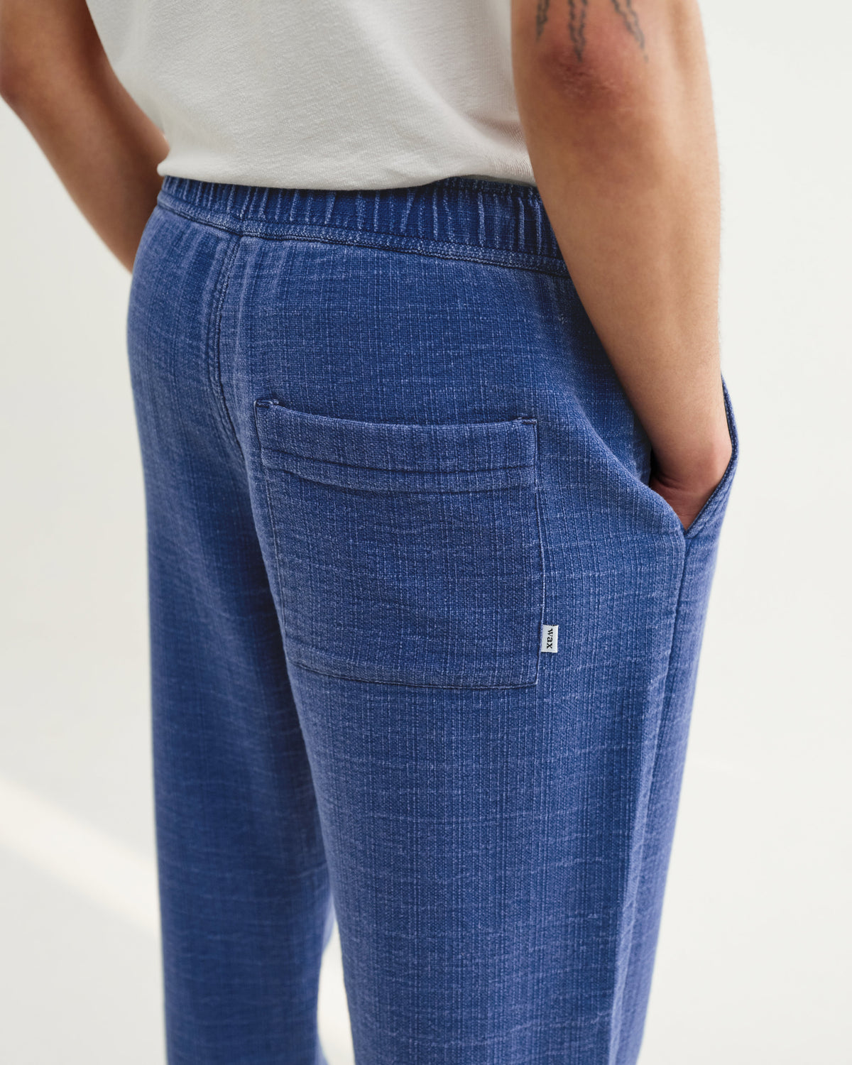 Kurt - Indigo Textured Organic Dobby Cotton Relaxed Fit Trousers