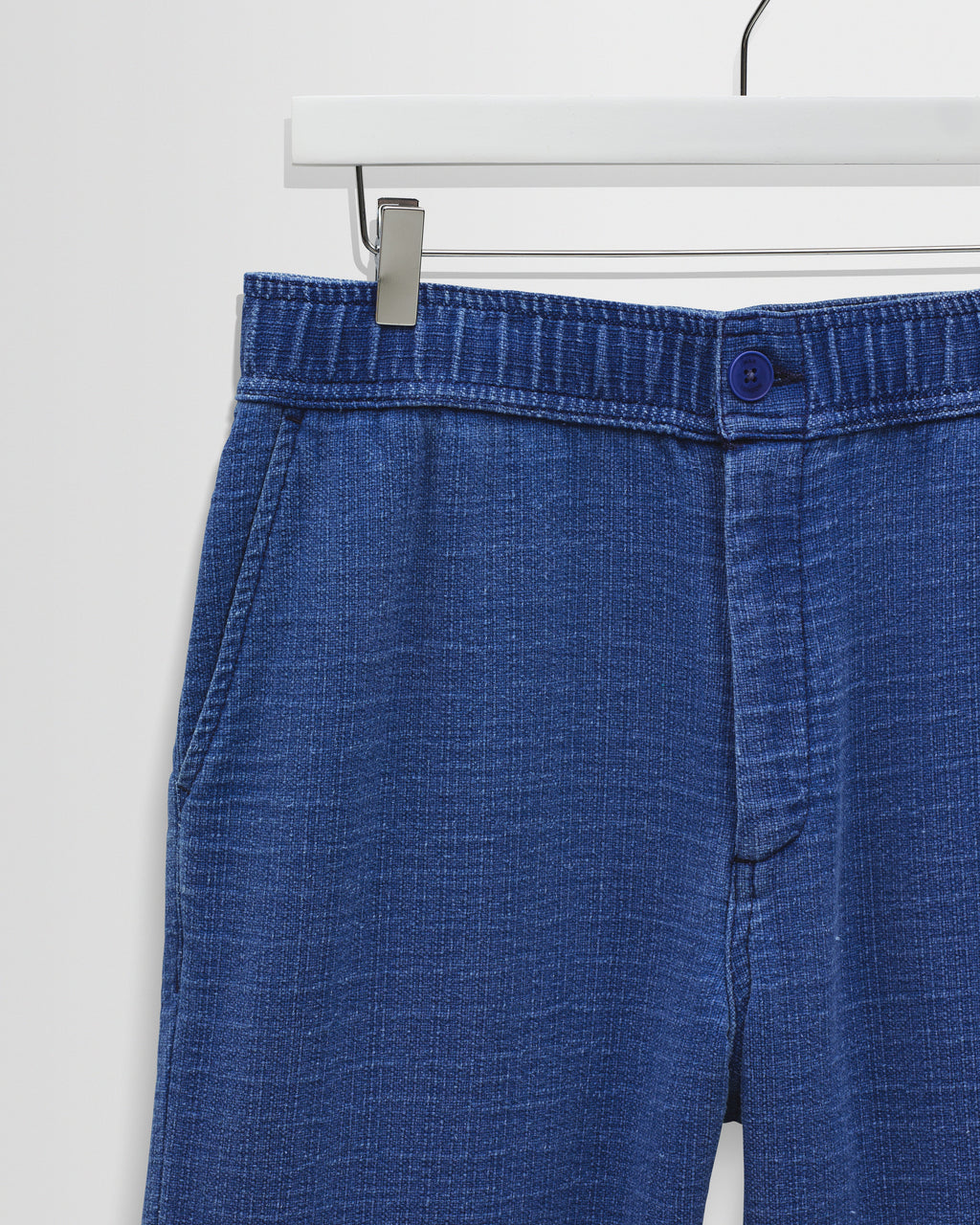 Kurt - Indigo Textured Organic Dobby Cotton Relaxed Fit Trousers