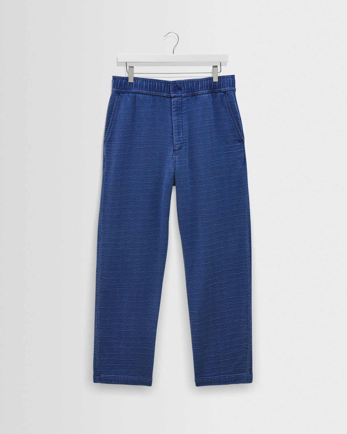 Kurt - Indigo Textured Organic Dobby Cotton Relaxed Fit Trousers