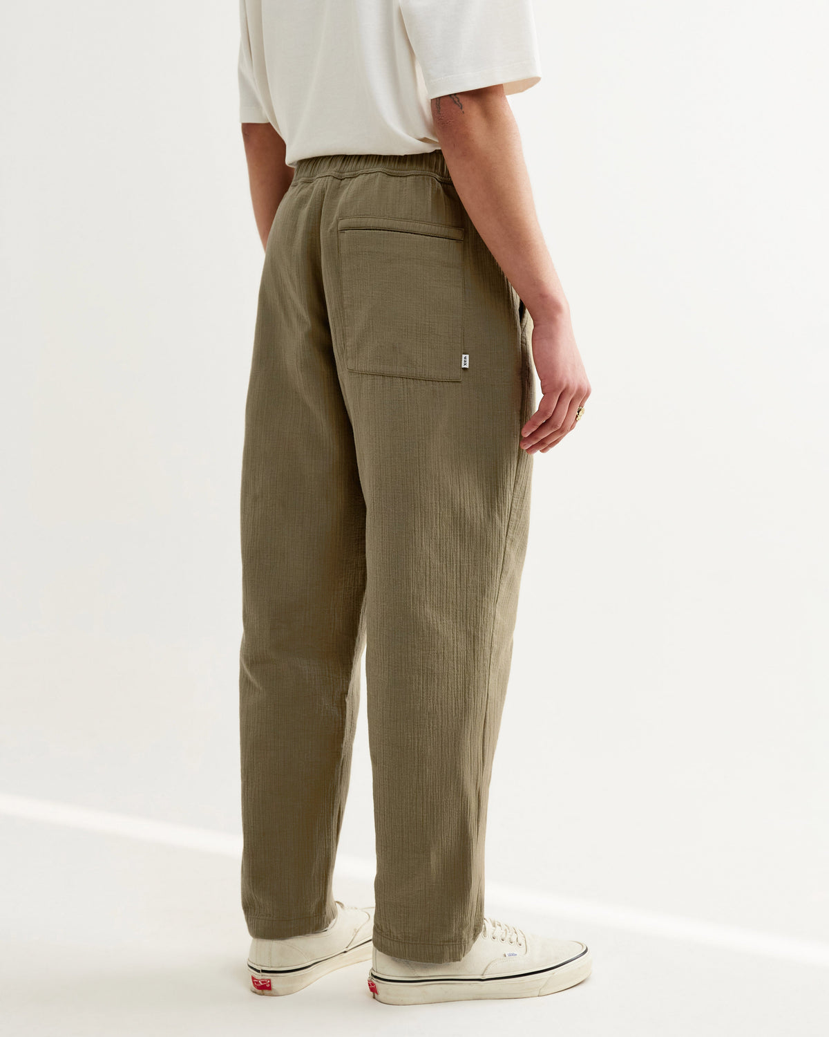 Kurt - Khaki Crinkle Cotton-Linen Relaxed Fit Trousers
