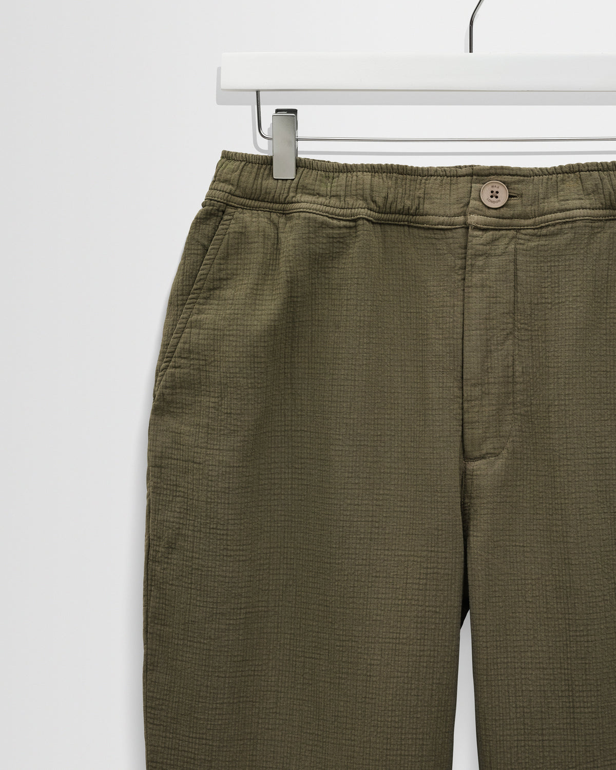Kurt - Khaki Crinkle Cotton-Linen Relaxed Fit Trousers