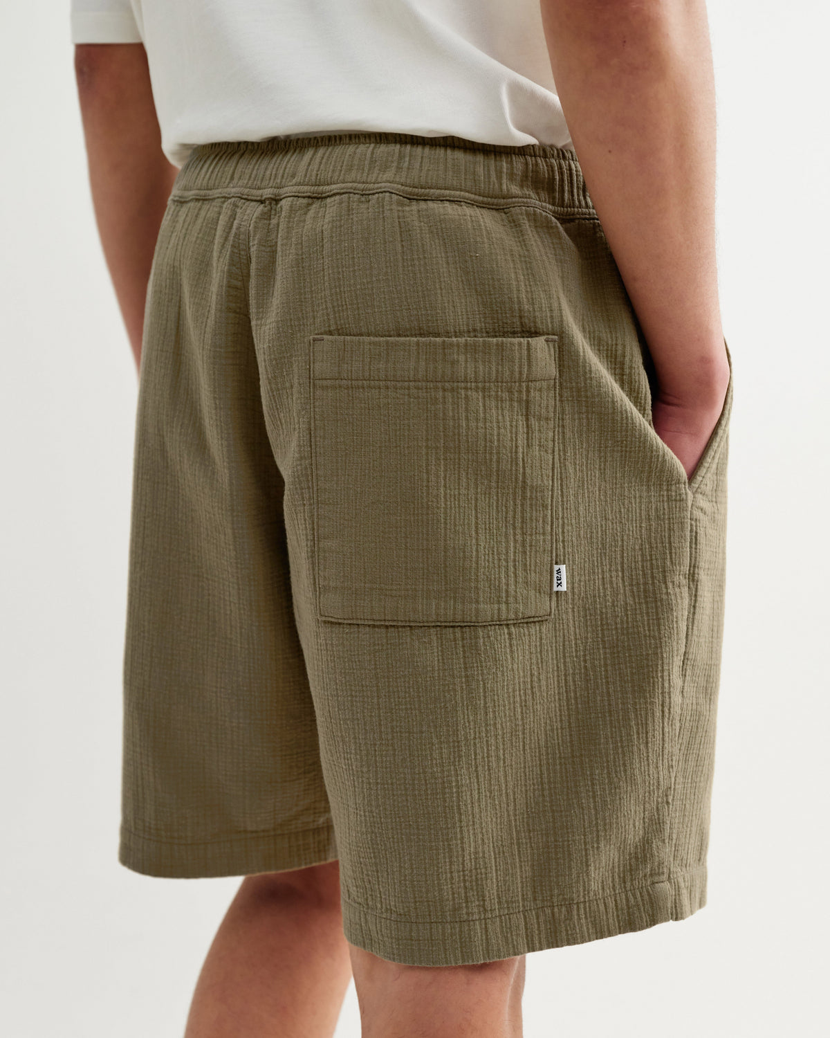 Kurt - Khaki Crinkle Cotton-Linen Shorts