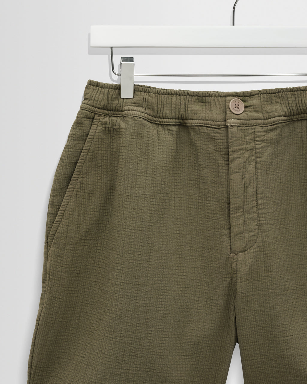 Kurt - Khaki Crinkle Cotton-Linen Shorts