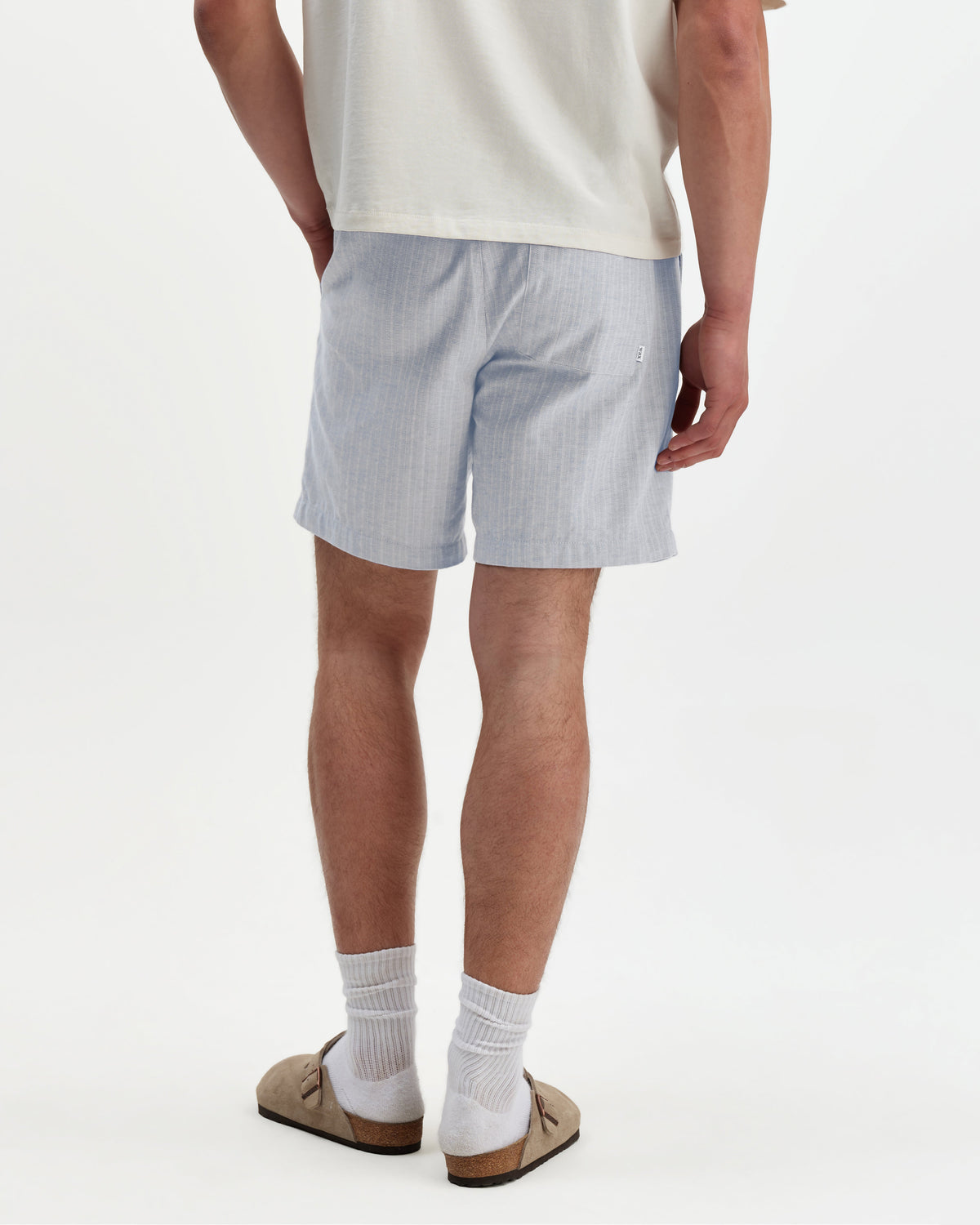 Kurt - Light Blue Herringbone Cotton Shorts